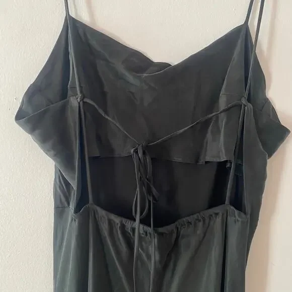 Djerf Avenue Black Maxi Dress Strappy Silky Going Out Party Sexy Women's size XL - Picture 8 of 11